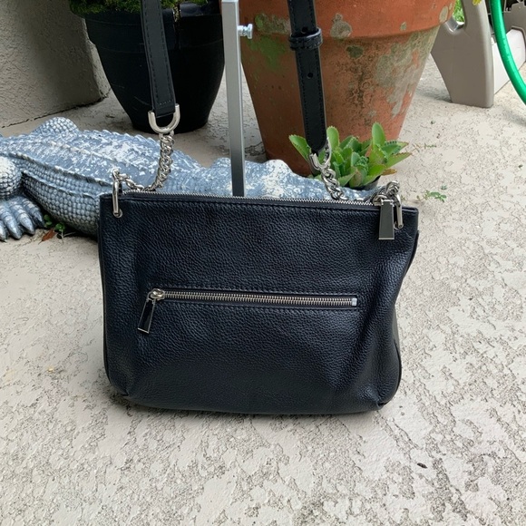 Michael Kors Lillie Black Classic Chain Strap Leather Crossbody Messenger Bag - Picture 3 of 9